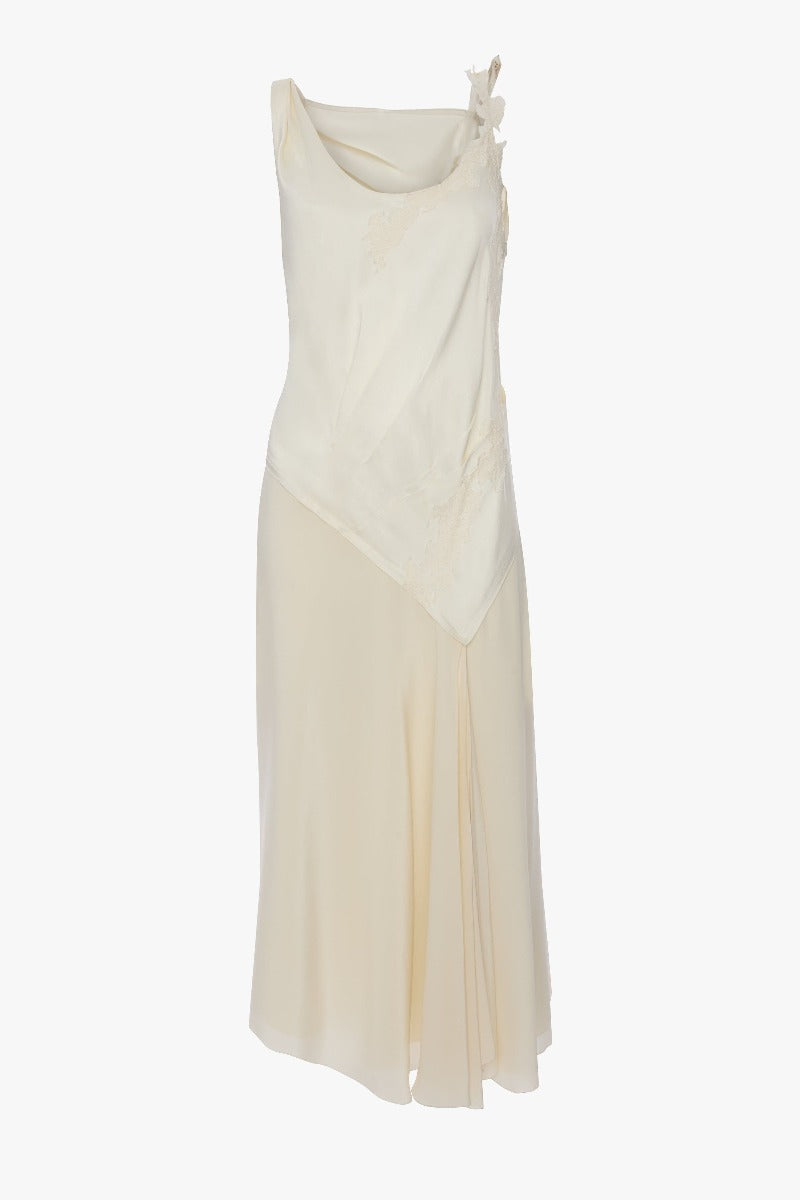 Asymmetric Lace Detail Dress - Ivory
