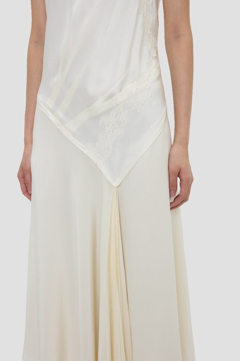 Asymmetric Lace Detail Dress - Ivory