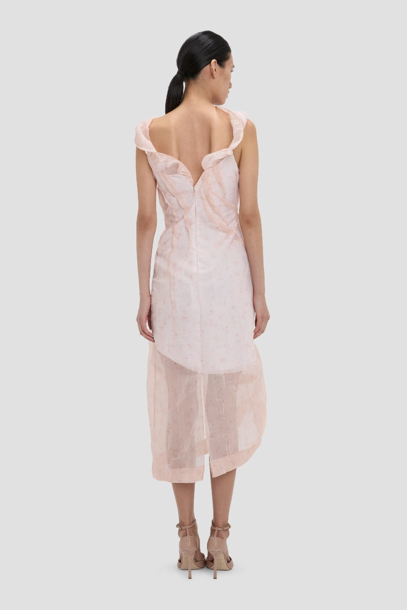 Shoulder Loop Midi Dress - Sketched Ditsy Blossom