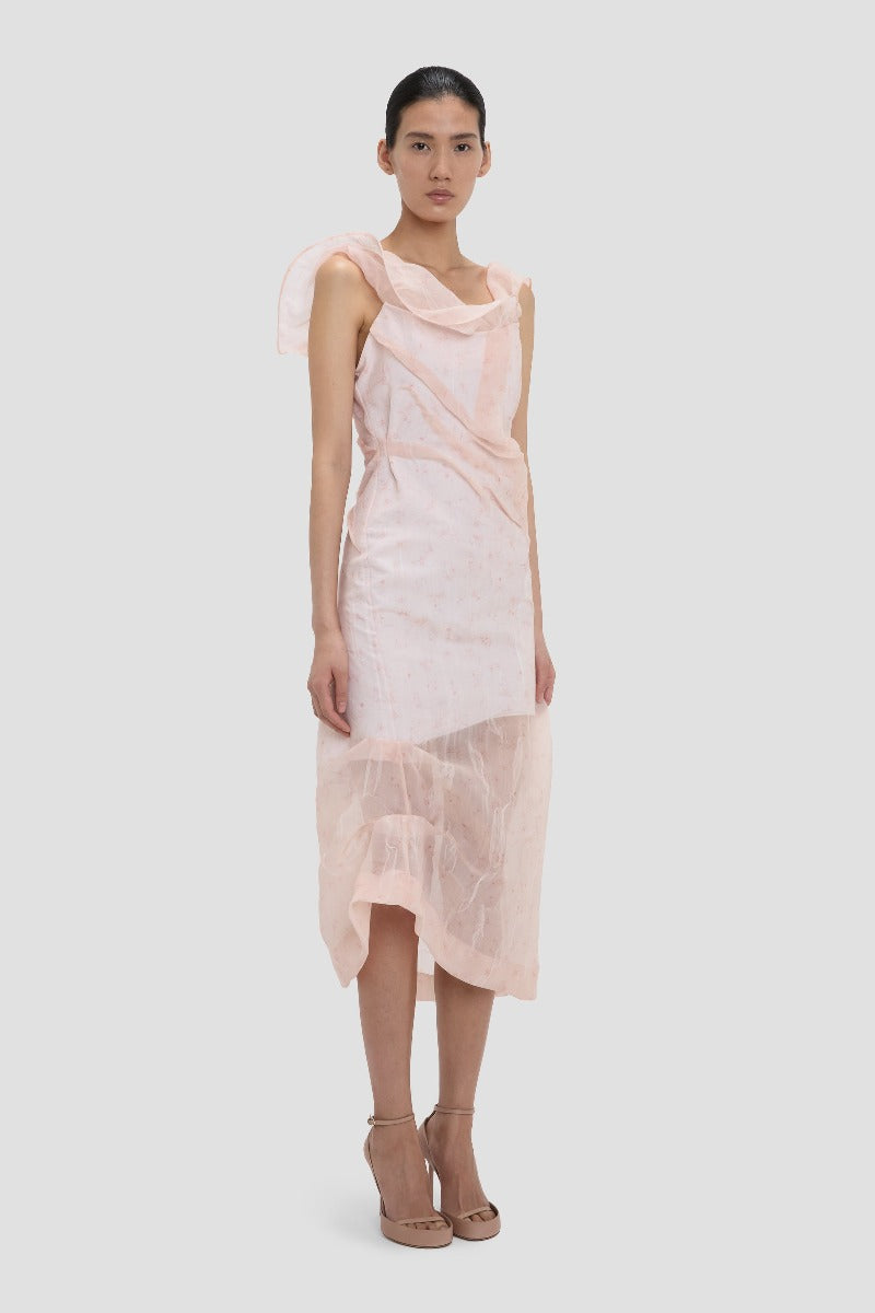 Shoulder Loop Midi Dress - Sketched Ditsy Blossom