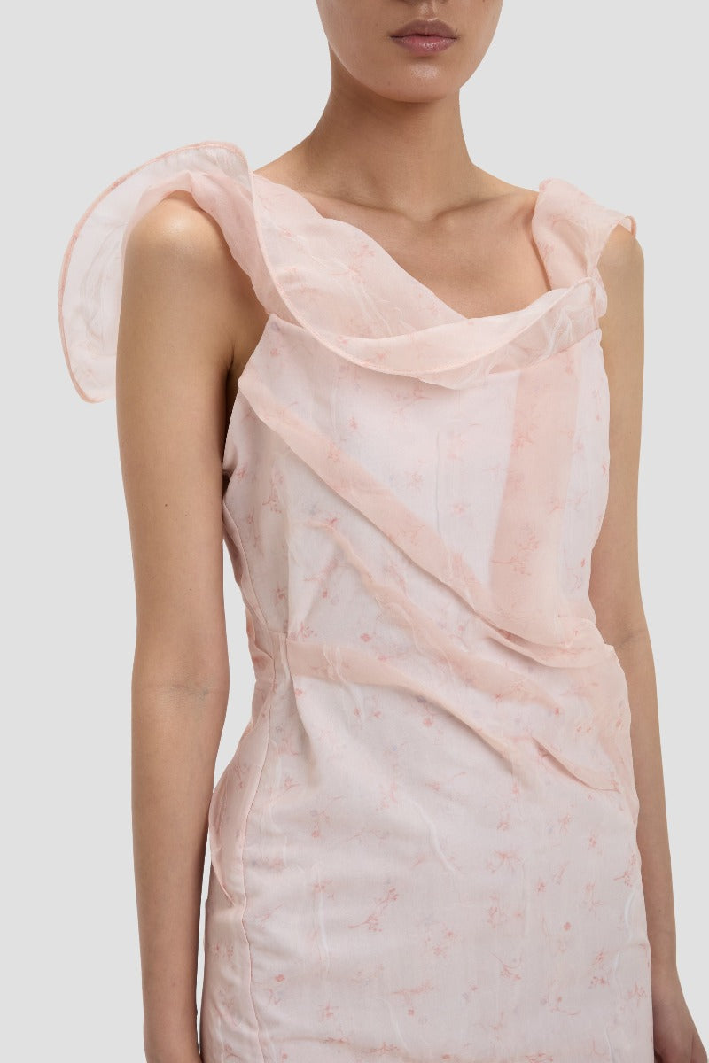 Shoulder Loop Midi Dress - Sketched Ditsy Blossom