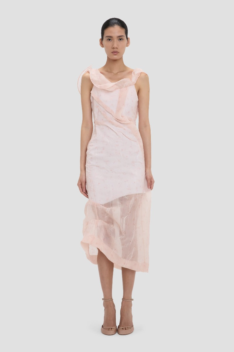 Shoulder Loop Midi Dress - Sketched Ditsy Blossom