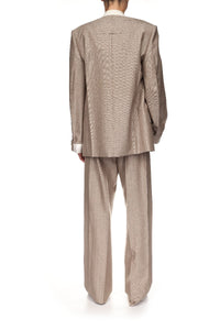Collarless Folded Tailored Jacket - Limestone