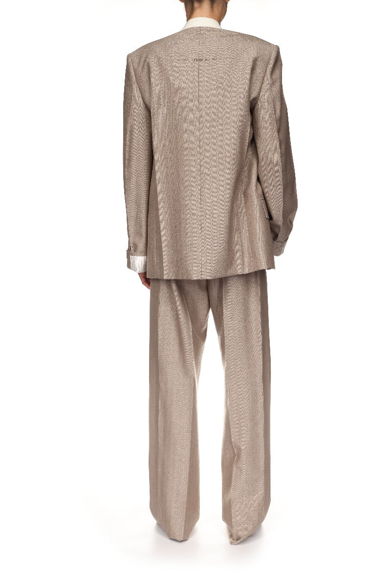 Collarless Folded Tailored Jacket - Limestone