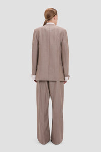 Collarless Folded Tailored Jacket - Limestone