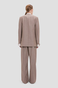 Collarless Folded Tailored Jacket - Limestone