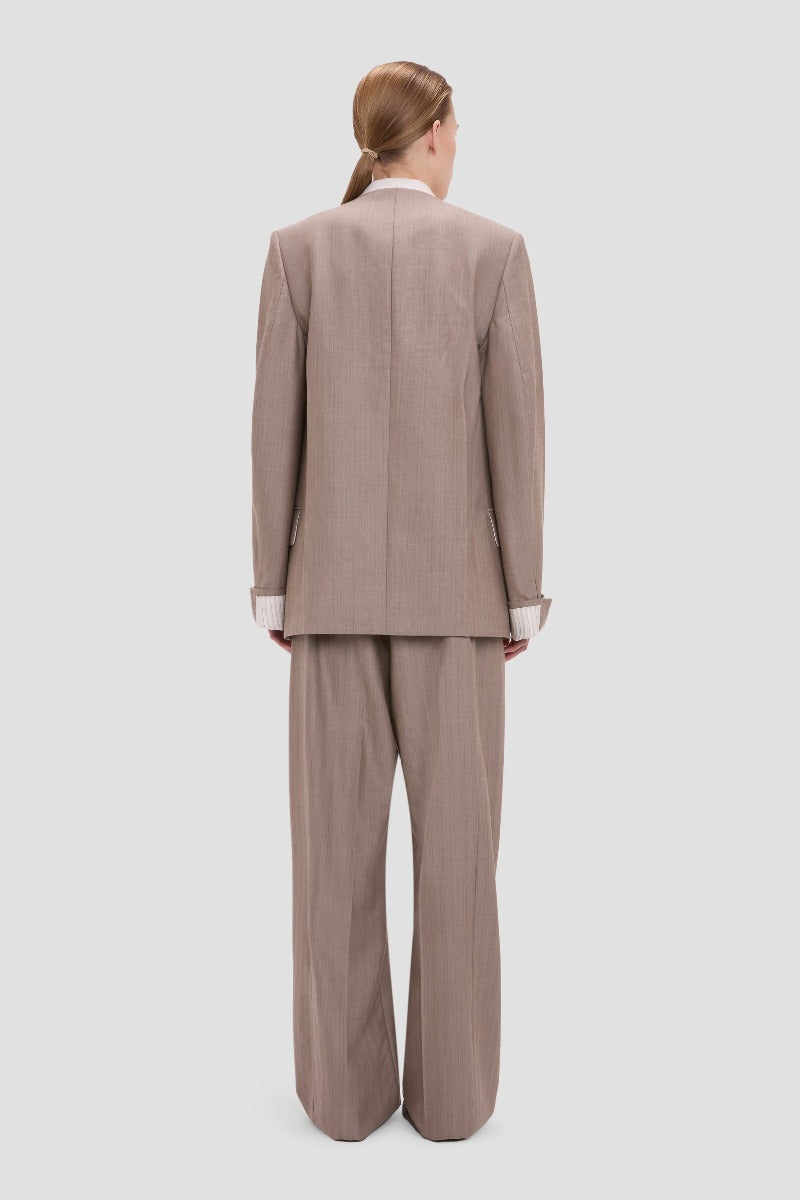 Collarless Folded Tailored Jacket - Limestone