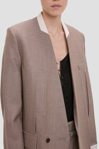 Collarless Folded Tailored Jacket - Limestone