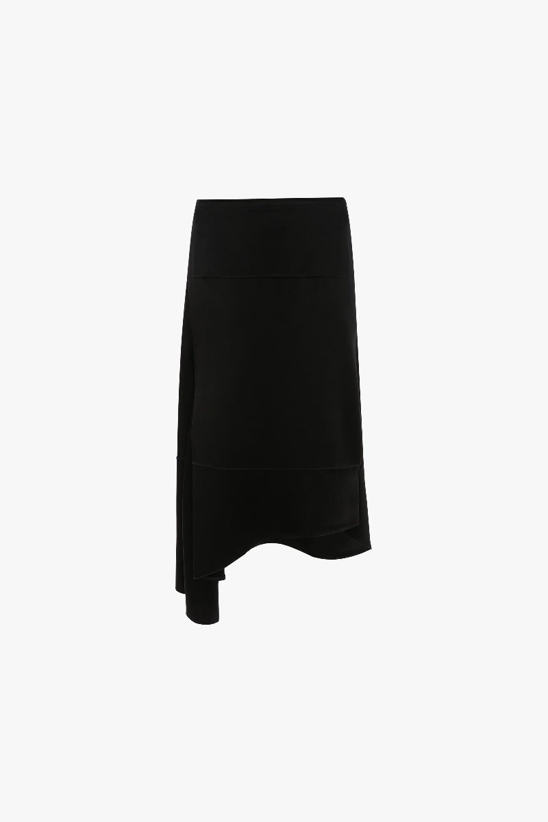 Asymmetric Drape Skirt - Black