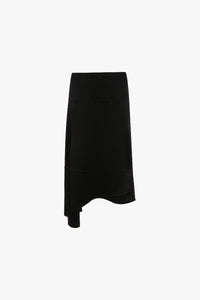 Asymmetric Drape Skirt - Black