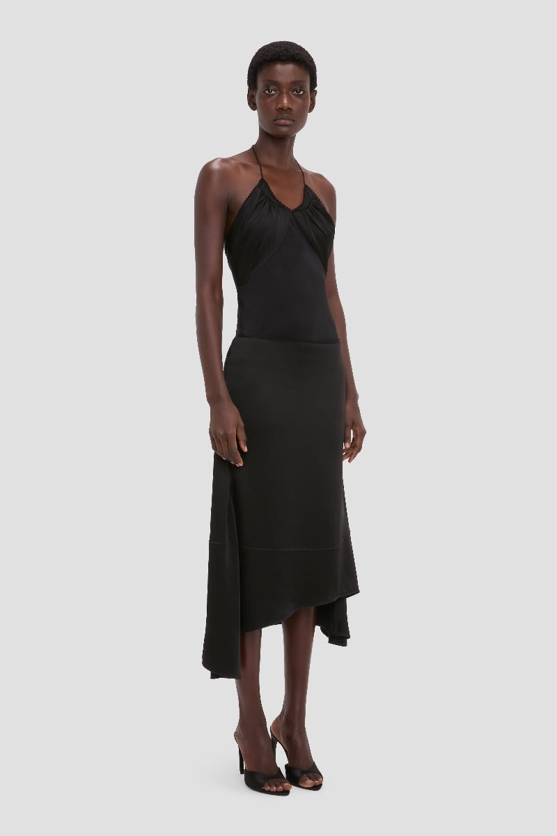 Asymmetric Drape Skirt - Black