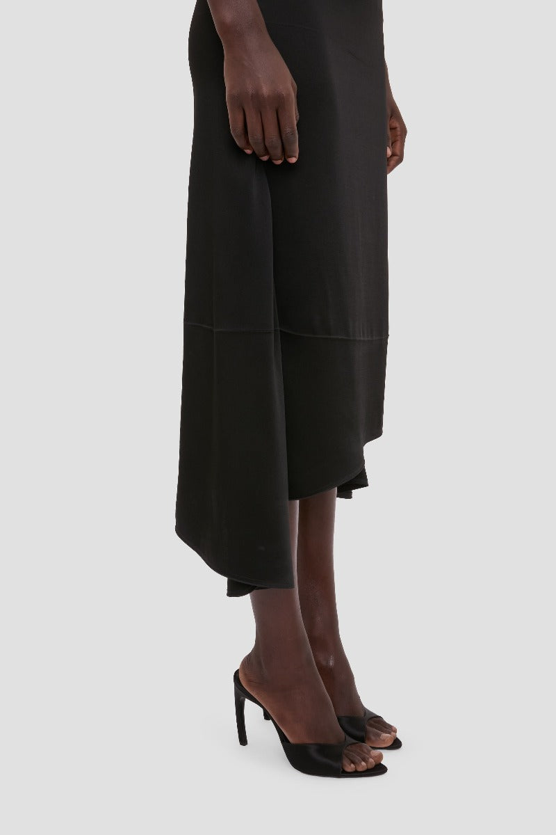 Asymmetric Drape Skirt - Black