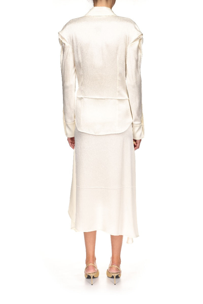 Asymmetric Drape Skirt - Ivory