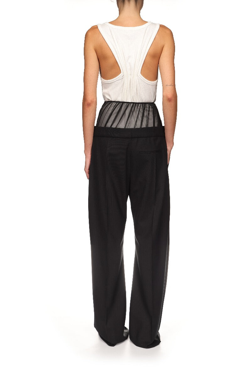 Gathered Yoke Trouser - Black