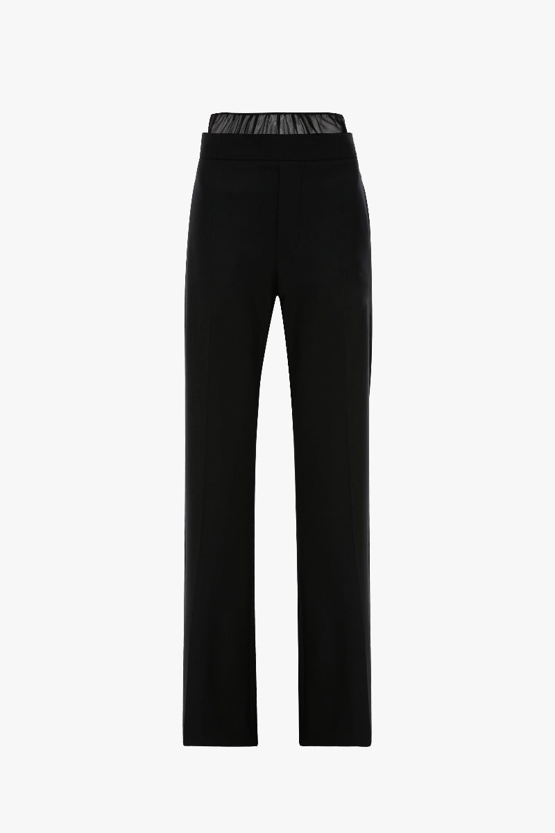 Gathered Yoke Trouser - Black