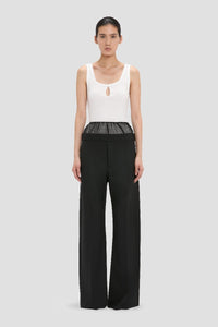 Gathered Yoke Trouser - Black