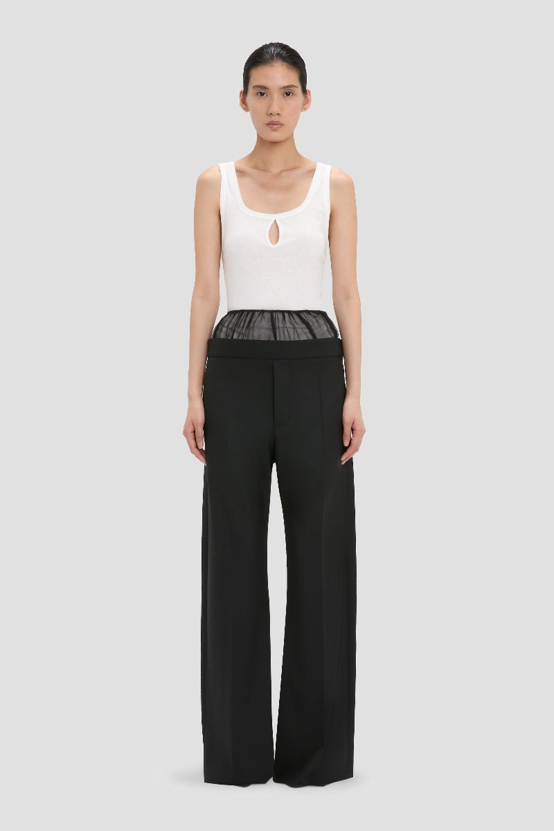 Gathered Yoke Trouser - Black