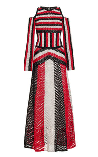 Carr Dress en rouge multicolore antilope mérinos fil