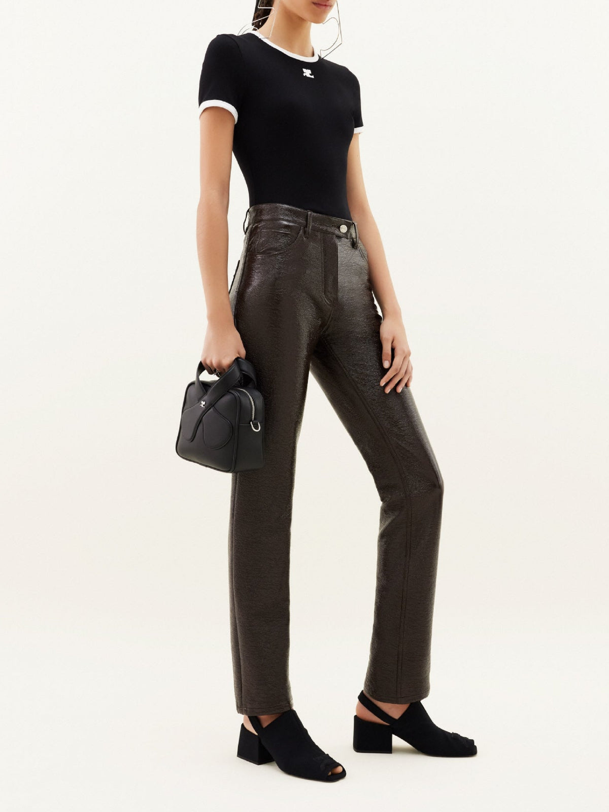 Pantalon 5 poches en vinyle - Chocolate