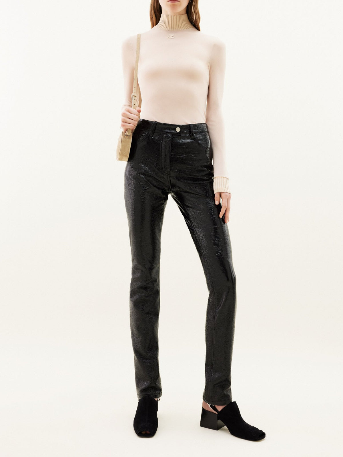 Pantalon 5 poches en vinyle - Black