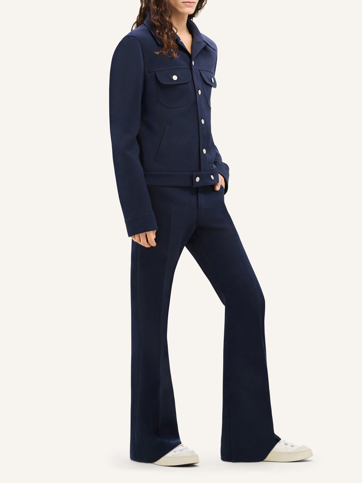 Pantalon bootcut en sergé - Navy