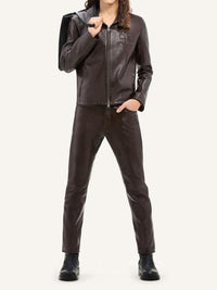 Pantalon 5 poches en vinyle - Chocolate