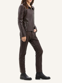 Pantalon 5 poches en vinyle - Chocolate