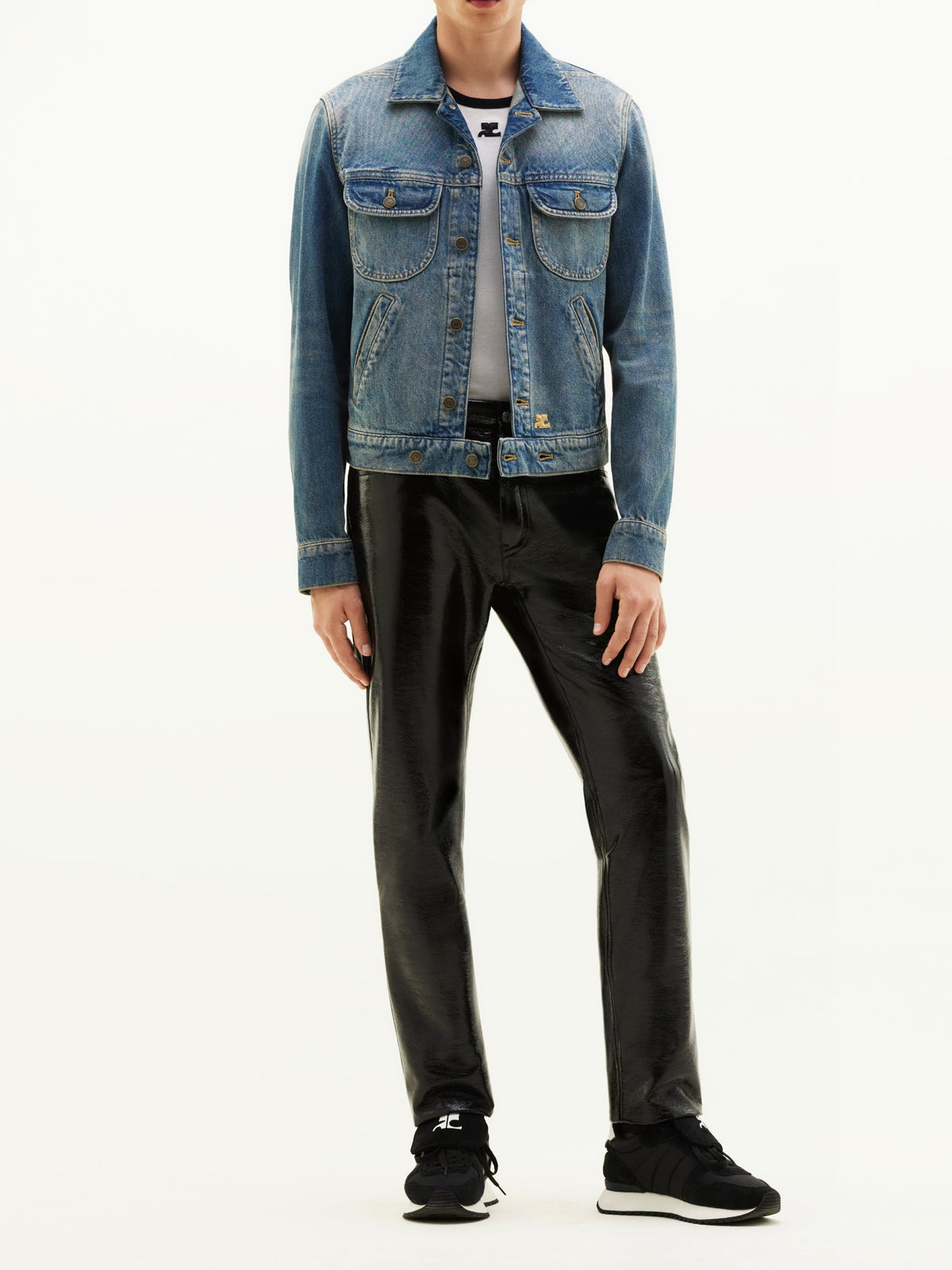 Pantalon 5 poches en vinyle - Navy