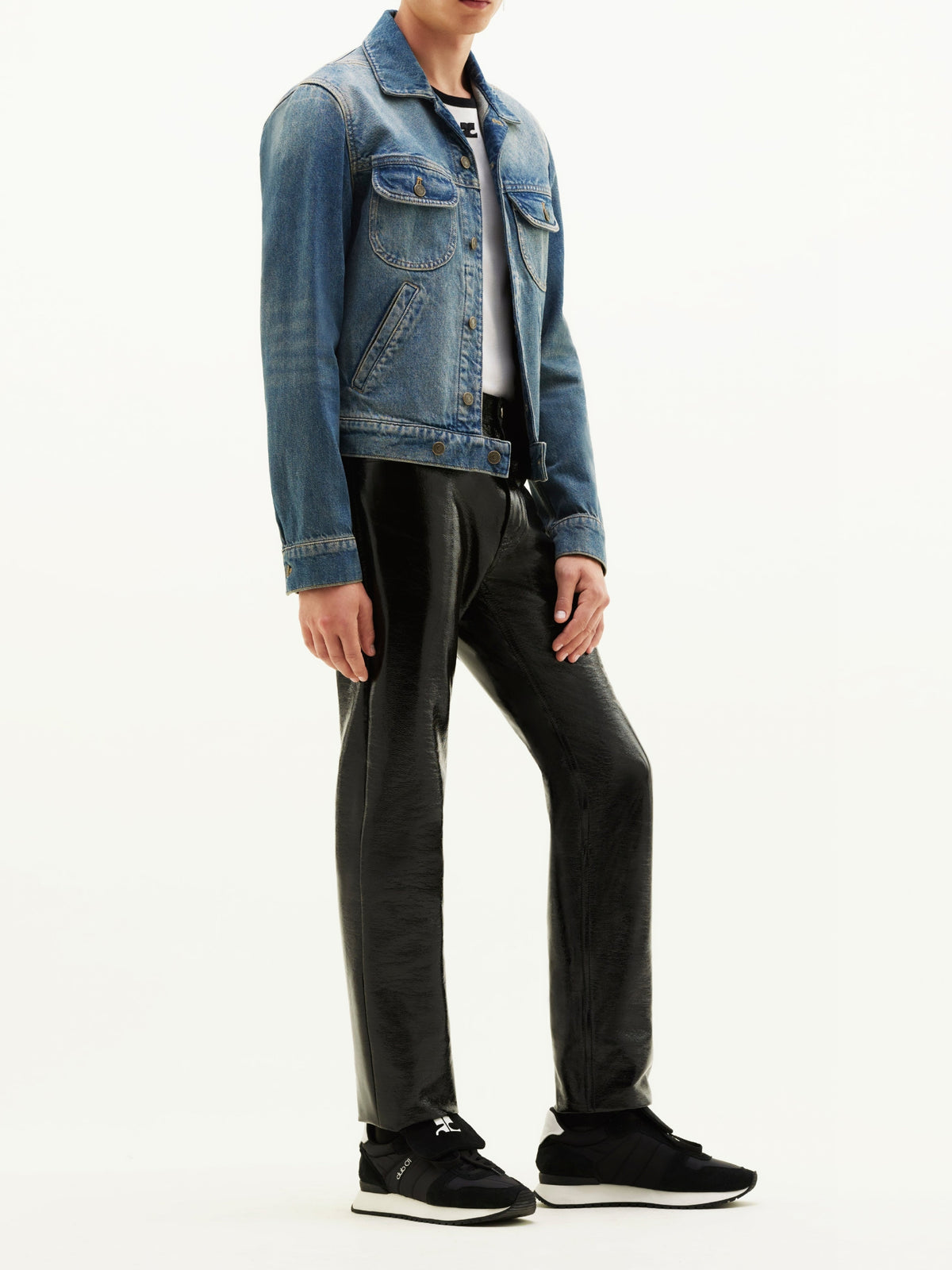 Pantalon 5 poches en vinyle - Navy