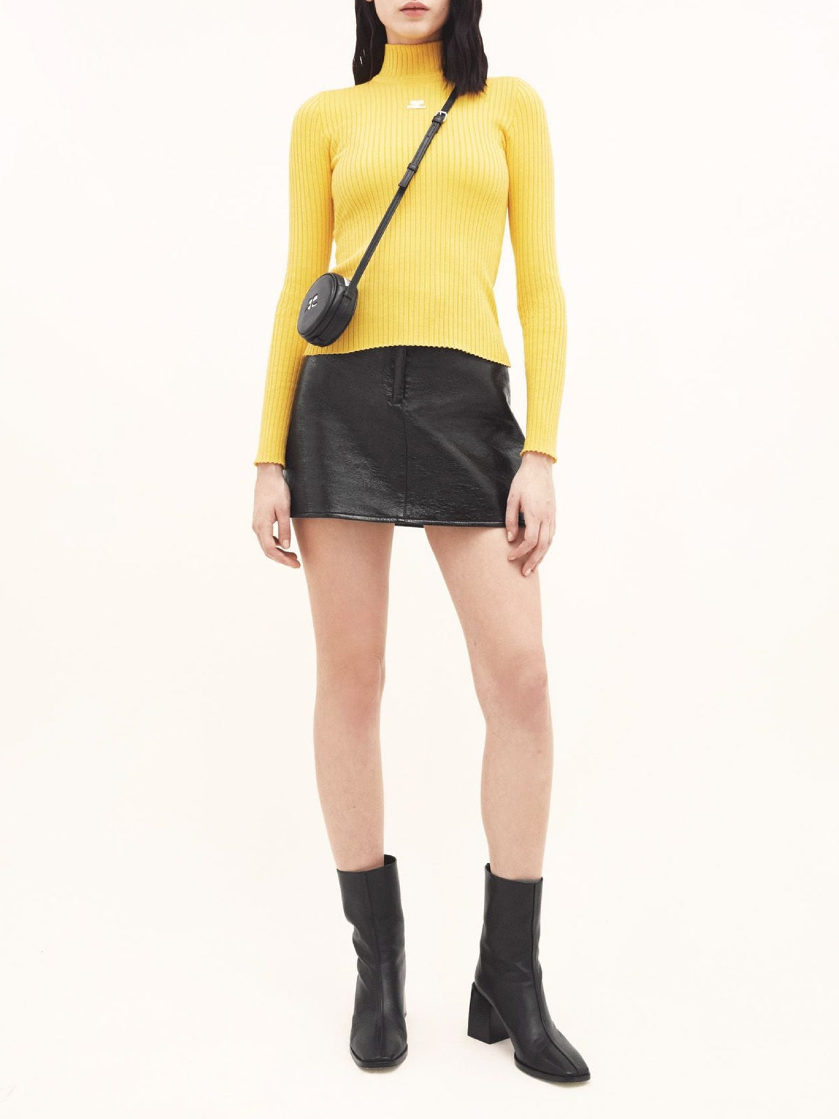 Pull col montant en maille - Yellow