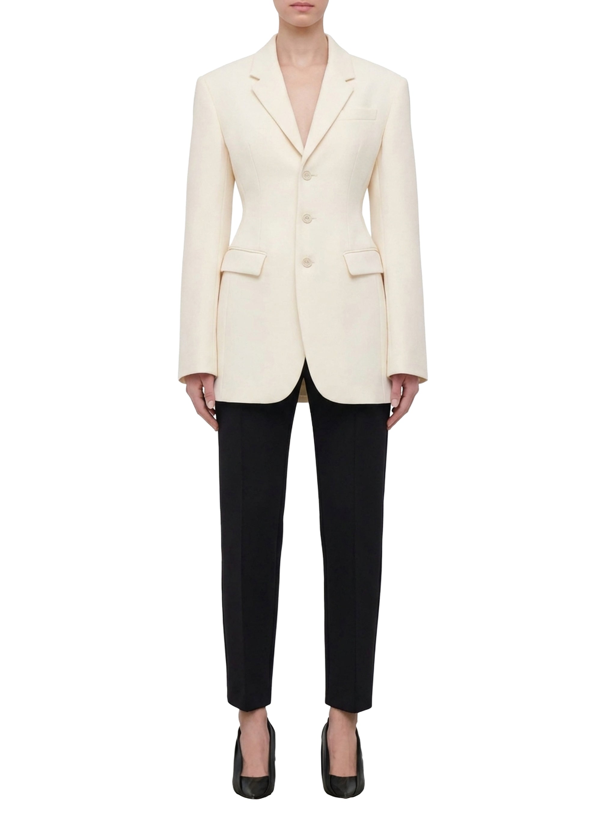 Blazer long en laine - Off White