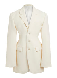 Blazer long en laine - Off White
