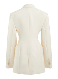 Blazer long en laine - Off White