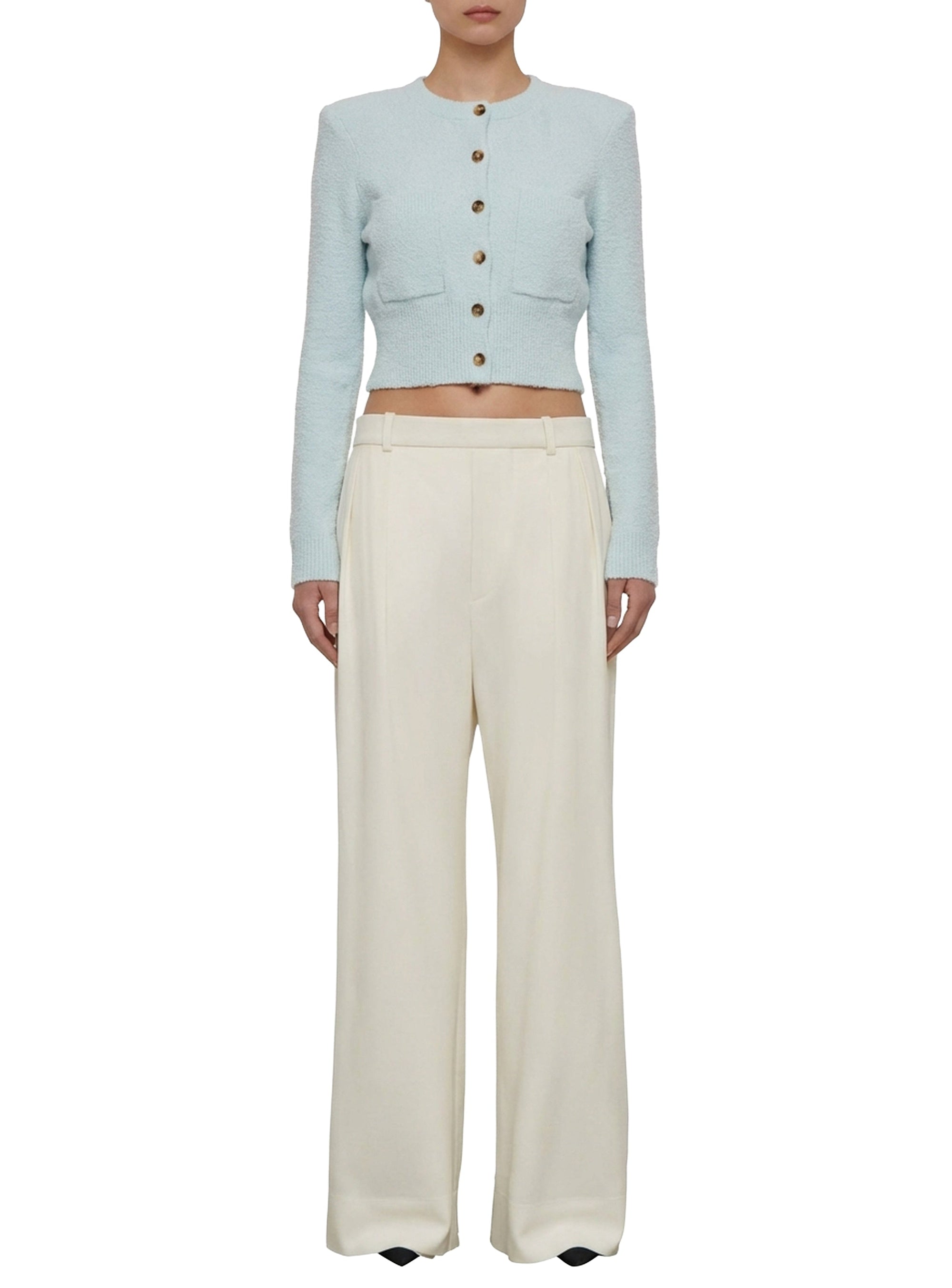 Knit Crop Cardigan - Ice Blue