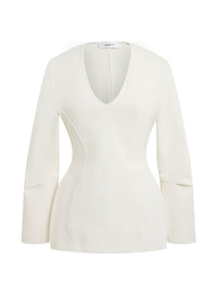 Pull col en V mat - Off White
