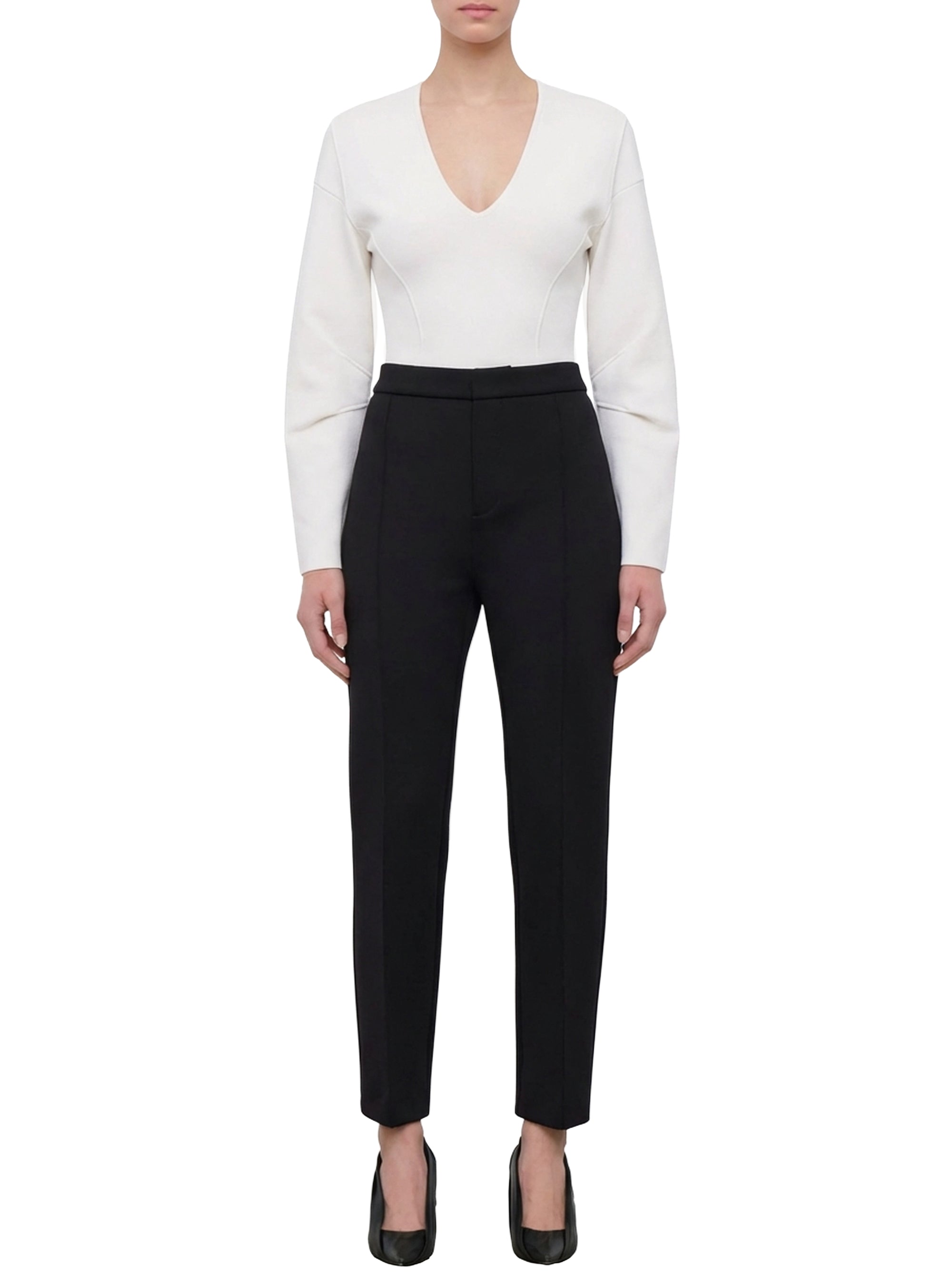 Pull col en V mat - Off White