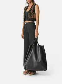Gilet brodé "Emotions" à détails macramé - Nero