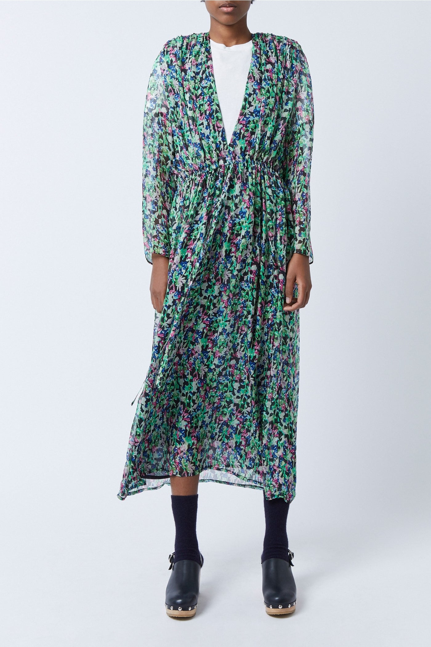 Robe longue Caroline Monaco en soie - Vert