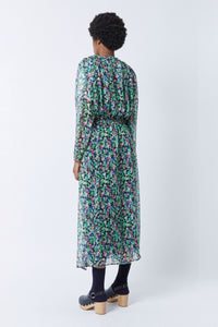 Robe longue Caroline Monaco en soie - Vert
