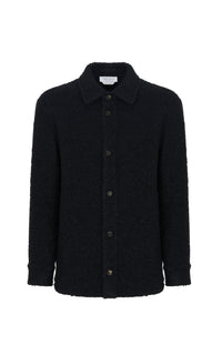 Drew Overshirt en noir eco cachemire bouclette