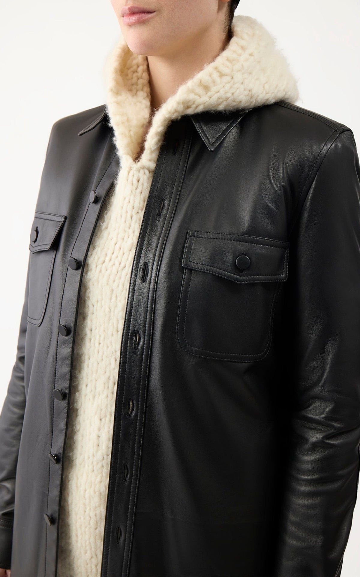 Black / Chemise John Austin en cuir - Black