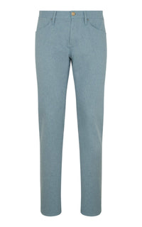 Anthony Five Pocket Pant en bleu clair upcycled chiné denim