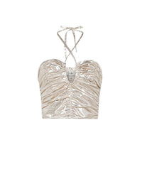 Top bustier avec ruban à nouer au cou - Silver