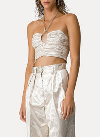 Top bustier avec ruban à nouer au cou - Silver