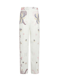 "Eden" embroidered linen trousers - Saphir