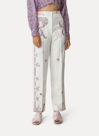 "Eden" embroidered linen trousers - Saphir