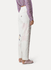"Eden" embroidered linen trousers - Saphir