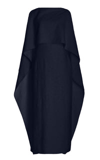 Hunter Dress en bleu marine foncé brushed cachemire soie