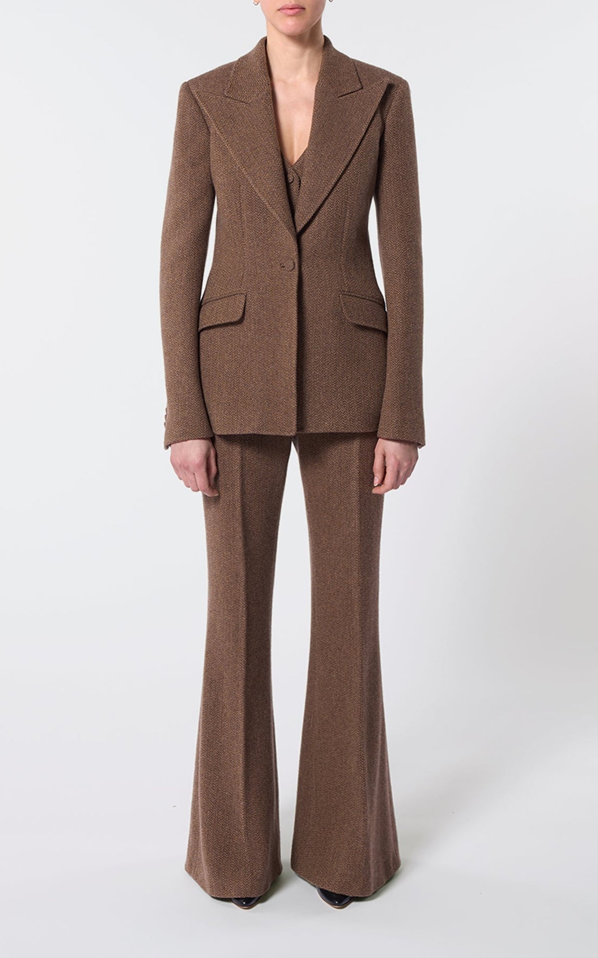 Chocolate / Veste blazer Leiva en laine - Chocolate