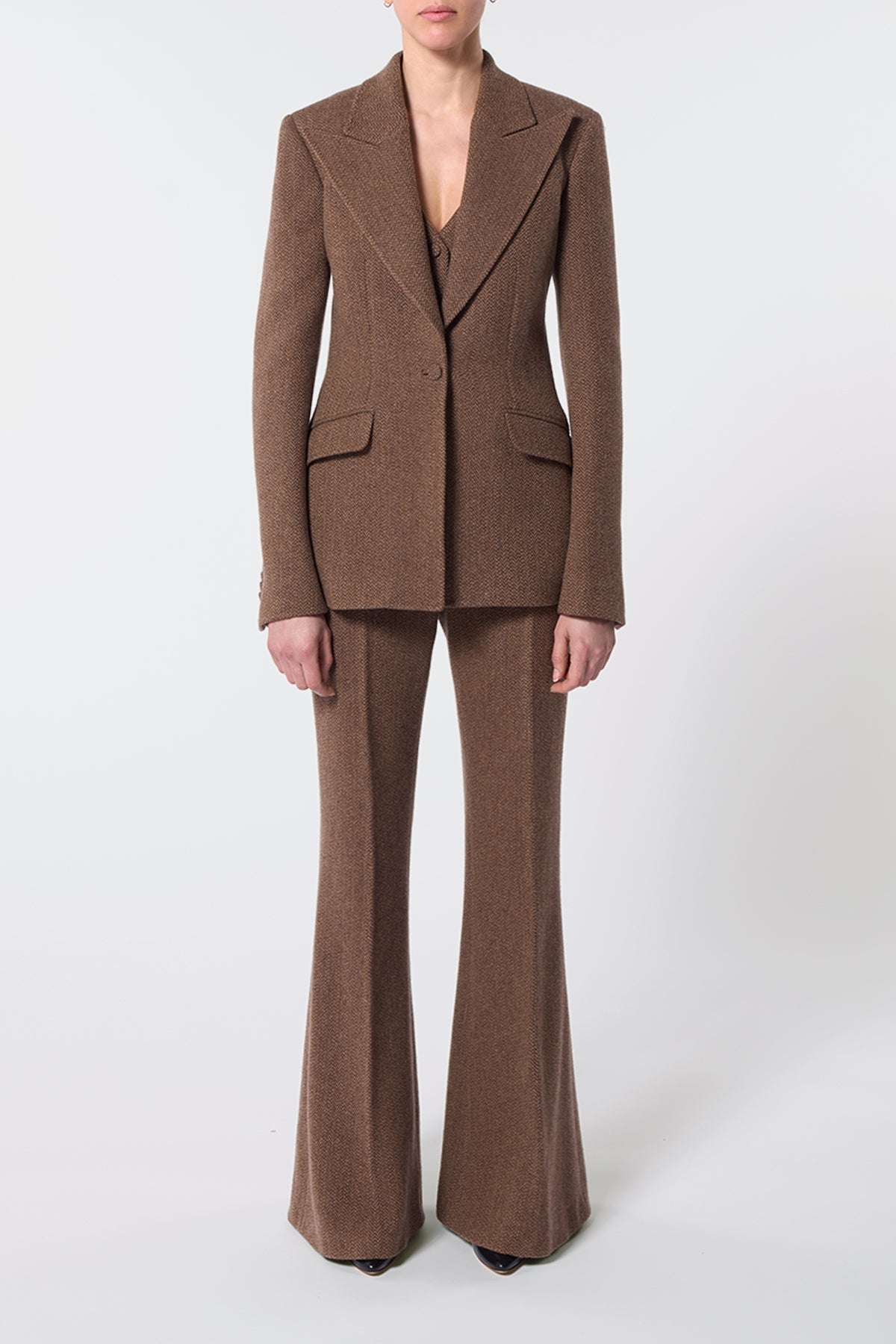 Leiva Blazer en chocolat superfine laine drap de costume
